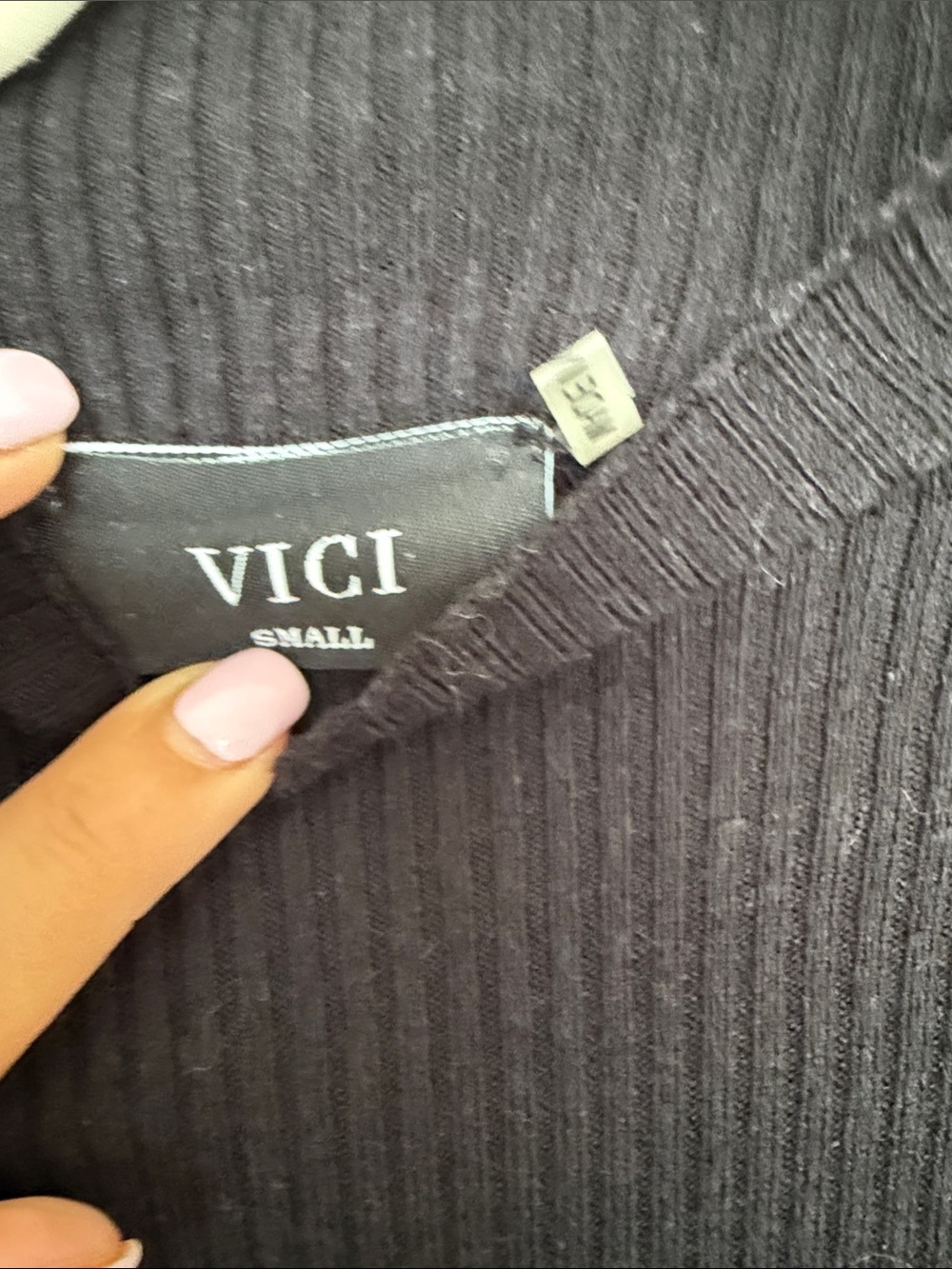 VICI Black Long Sleeve Ribbed Knit Dress - Picture 3 of 3